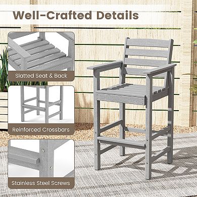 Outdoor Adirondack Bar Chairs Set of 2 HDPE Patio Stools