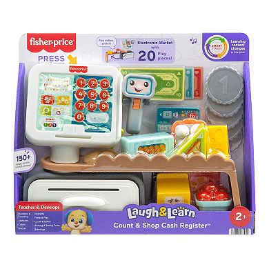 Fisher-Price 20-Piece Laugh & Learn Count & Shop Cash Register Electronic Learning Toy