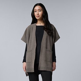 Women's Simply Vera Vera Wang Short Sleeve Luxe Cashmere Blend Sweater Cardigan