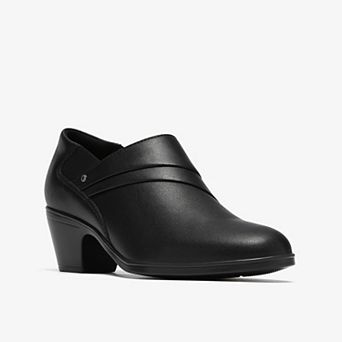 Clarks® Emily2 London Women's Leather Slip-On Shooties with Block Heel
