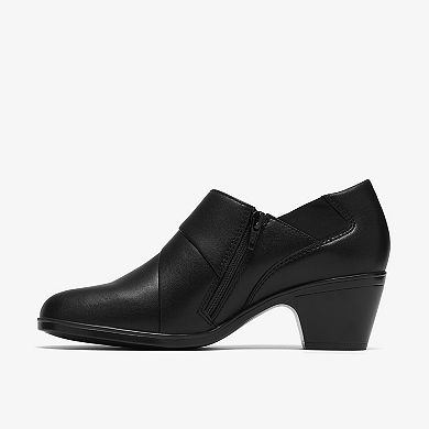 Clarks® Emily2 London Women's Leather Slip-On Shooties with Block Heel