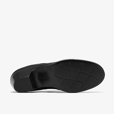 Clarks® Emily2 London Women's Leather Slip-On Shooties with Block Heel