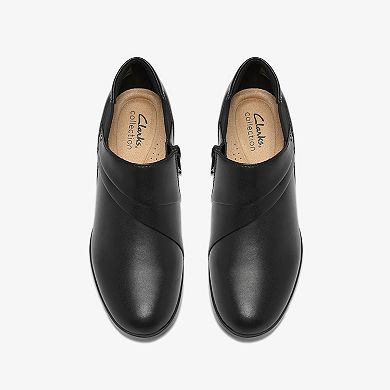Clarks® Emily2 London Women's Leather Slip-On Shooties with Block Heel