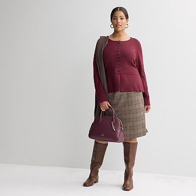 Plus Size Nine West Long Sleeve Peplum Cardigan