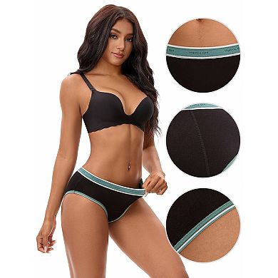 2 Packs Women's Letter Print Contrast Binding Briefs Mid Rise Leak Proof Underpanties
