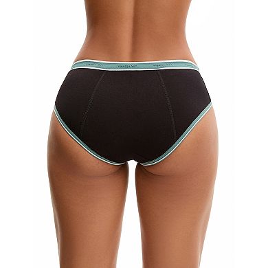 2 Packs Women's Letter Print Contrast Binding Briefs Mid Rise Leak Proof Underpanties