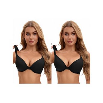 2 Packs Women's Push Up Underwire Adjustable Straps Seamless Soft Bras