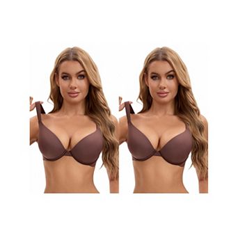 2 Packs Women's Push Up Underwire Adjustable Straps Seamless Soft Bras