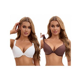 2 Packs Women's Push Up Underwire Adjustable Straps Seamless Soft Bras
