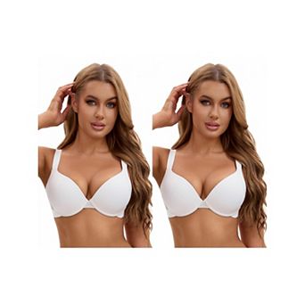 2 Packs Women's Push Up Underwire Adjustable Straps Seamless Soft Bras