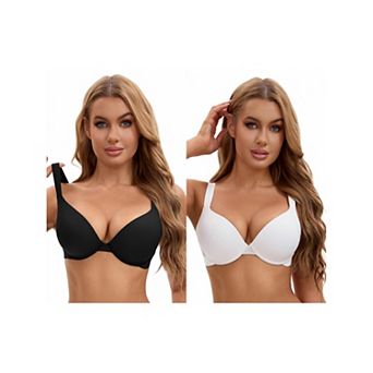 2 Packs Women's Push Up Underwire Adjustable Straps Seamless Soft Bras