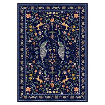 Pastoral Area Rug Machine Washable Non Slip Farmhouse Flower & Animal for Living Room Bedroom