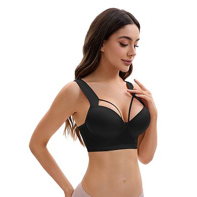 2 Packs Women's Push Up Adjustable Wide Straps Underwire Full Coverage Comfort Bras