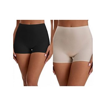 2 Packs Women's Seamless High Waist Tummy Slimming Control Panties Slip Shorts for Under Dresses