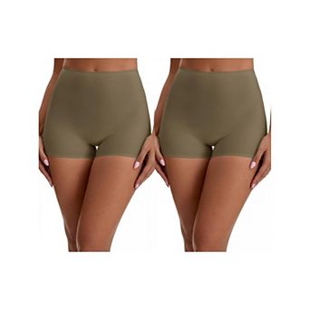 2 Packs Women's Seamless High Waist Tummy Slimming Control Panties Slip Shorts for Under Dresses