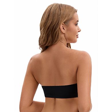 2 Packs Women's Mesh Front Closure Push Up Wirefree Bandeau Strapless Breathable Tube Bras