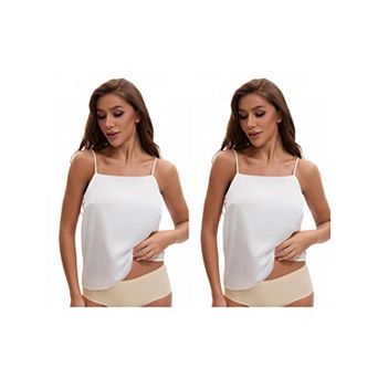 2 Packs Women's Square or V Neck Cami Loose Fit Wide Strap Tank Top