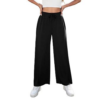 Women's Yoga Pants with Pockets Casual Joggers Loose Lounge Wide Leg High Waisted Drawstring Pants