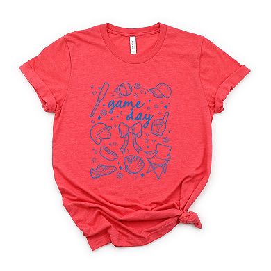 Baseball Game Day Sketched Collage - Women's Short Sleeve Graphic T-Shirt