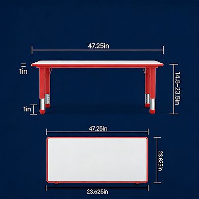 23.625x47.25 Plastic Height Adjustable Activity Table Top