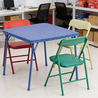 5-Piece Folding Kids Table & Chairs Set 24" Square 50 lbs