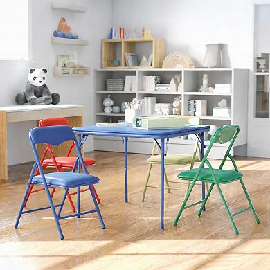5-Piece Folding Kids Table & Chairs Set 24" Square 50 lbs