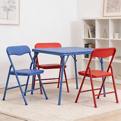 5-Piece Folding Kids Table & Chairs Set 24" Square 50 lbs