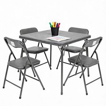 5 pc Folding Kids Table & Chairs Set 24" Square 50 lbs
