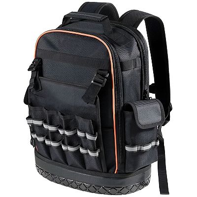 backpack tools laptop VEVOR Tool 49 Pockets Heavy-Duty Storage Organizer Work Bags With Compartment & Reinforced Fabric Base Electrician Jobsite With wide Heavy Duty Tool Backpack With