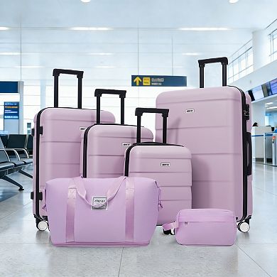 Merax 6-Piece Hardshell Luggage Set, 16” 20” 24” 28” Suitcases, Lightweight Spinner Wheels
