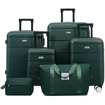 Merax 6 pc Hardshell Luggage Set, 16” 20” 24” 28” Suitcases, Lightweight Spinner Wheels