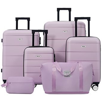 Merax 6 pc Hardshell Luggage Set, 16” 20” 24” 28” Suitcases, Lightweight Spinner Wheels