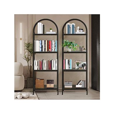 Fancihabor 4-TIER Arched Tall Bookshelf Metal Frame Modern Open Display Rack