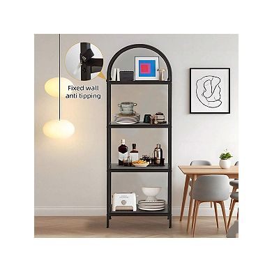 Fancihabor 4-TIER Arched Tall Bookshelf Metal Frame Modern Open Display Rack