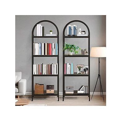 Fancihabor 4-TIER Arched Tall Bookshelf Metal Frame Modern Open Display Rack