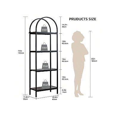 Fancihabor 4-TIER Arched Tall Bookshelf Metal Frame Modern Open Display Rack