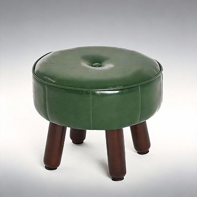 Faux Leather Round Ottoman 13''L x 13''W x 10.2''H