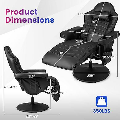 Massage Gaming Recliner Chair with Footrest and Adjustable Height