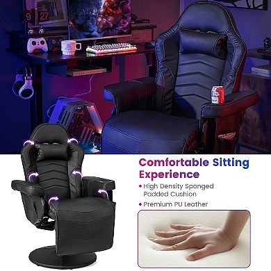 Massage Gaming Recliner Chair with Footrest and Adjustable Height