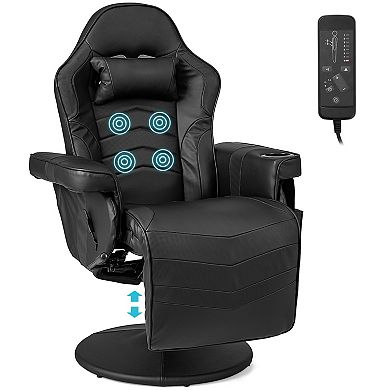 Massage Gaming Recliner Chair with Footrest and Adjustable Height