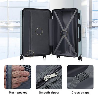 Merax 6 Piece Luggage Set,Lightweight Hardshell Suitcase with Double Spinner Wheels