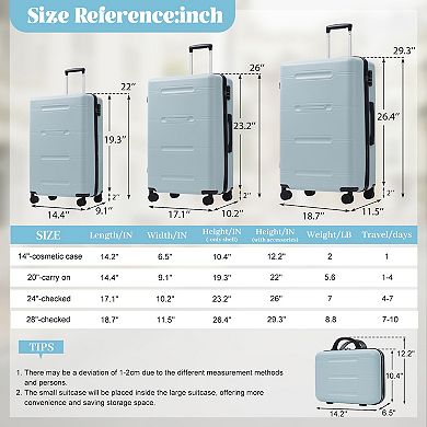 Merax 6 Piece Luggage Set,Lightweight Hardshell Suitcase with Double Spinner Wheels