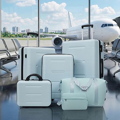 Merax 6 Piece Luggage Set,Lightweight Hardshell Suitcase with Double Spinner Wheels