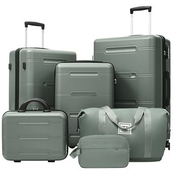 Merax 6 pc Luggage Set,Lightweight Hardshell Suitcase with Double Spinner Wheels