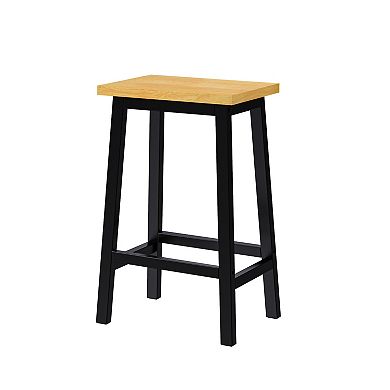 Merax Solid Wood Bar Stools, 25.6" Tall Set of 2 Bar Chairs, Kitchen Counter Stools with Footrests