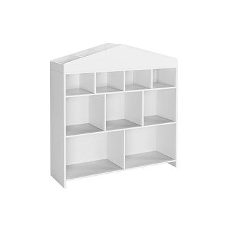 Wooden Kids Toy Organizer and Dollhouse Bookshelf with 9 Cubes
