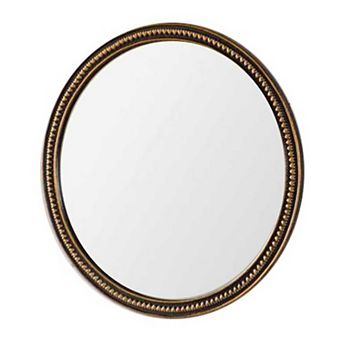 Vintage Gold Beaded Round Decorative Wall Mirror for Living Room, Bathroom, Bedroom, 23.6 Inch