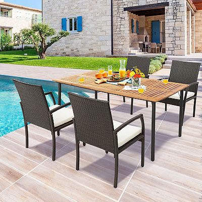 ace hardware patio table with umbrella hole MFSTUDIO 5 PCS Dining Set w/Umbrella(Navy Blue) The Winston Dining Table from Living Accents combines strength Pellebant Outdoor Round Cast Aluminum