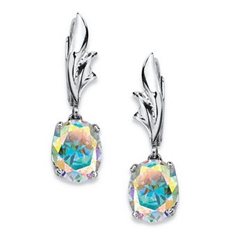 PalmBeach Jewelry 5.08 TCW Aurora Borealis Cubic Zirconia Drop Earrings in .925 Sterling Silver