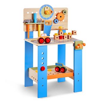 62 pc Wooden Tool Bench for Kids - Educational Construction Set